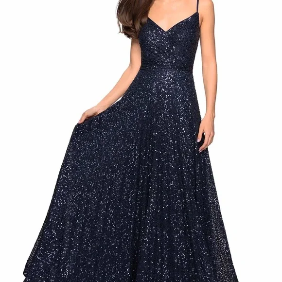 La FemmeSequin Empire Waist Prom Dress with V Back size 0